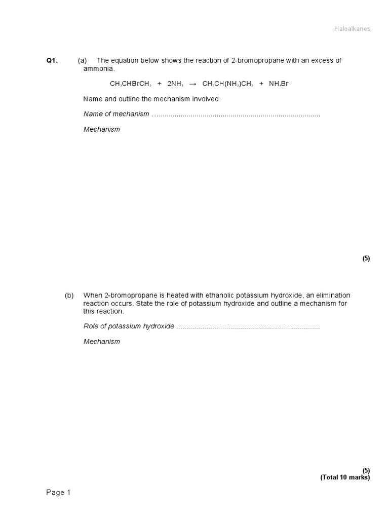 q1-a-the-equation-below-shows-the-reaction-of-2-bromopropane-with-an
