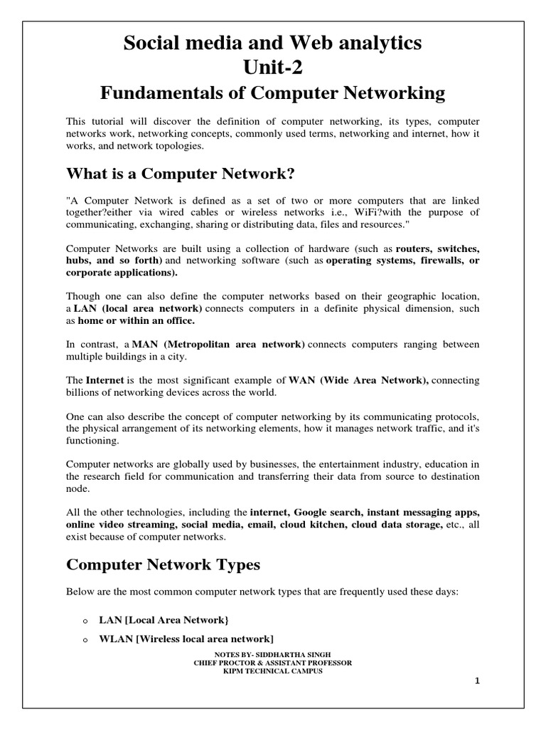 Social Media and Web Analytics Unit-2: Fundamentals of Computer ...