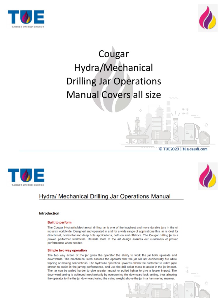 Cougar Hydra/Mechanical Drilling Jar Operations Manual Covers All Size
