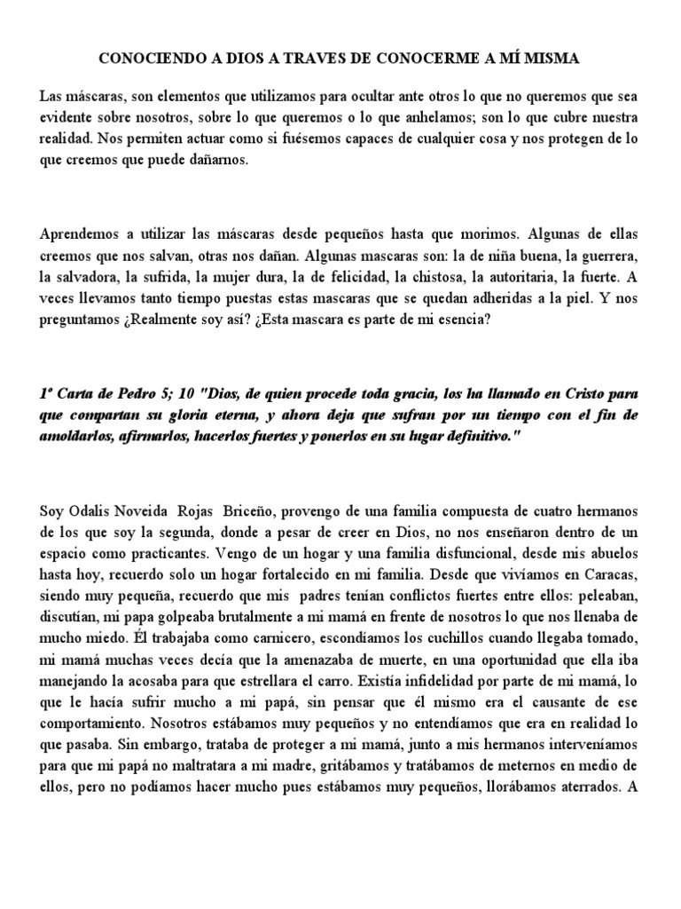 Conociendo a Dios a través de mí misma | PDF | Oración | Amor