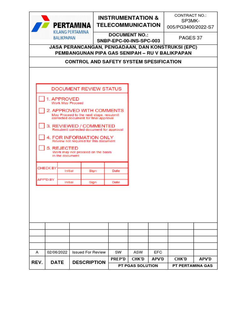 Control & Safety System Specification | PDF | Programmable Logic ...