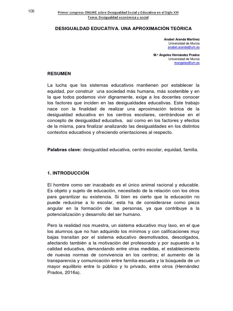 Desigualdad Educativa en el Siglo XXI | PDF | Discriminación y ...