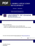 Dcit 202-Mobile Application Development: Session 4 - Interaction