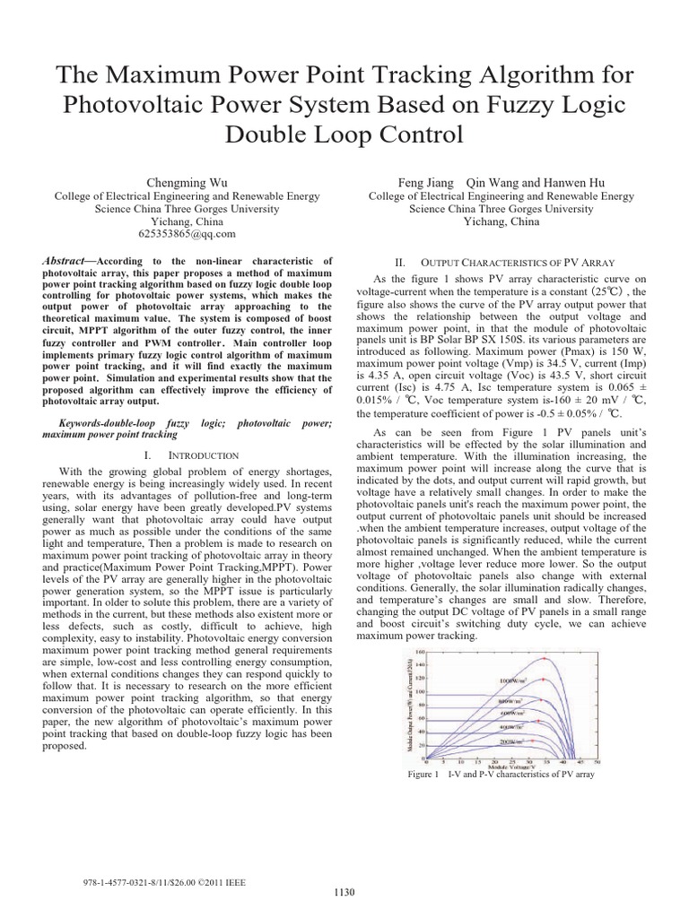 The Maximum Power Point Tracking Algorithm For Photovoltaic Power ...