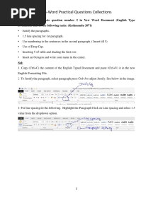 Ms Word Practical Questions Collections