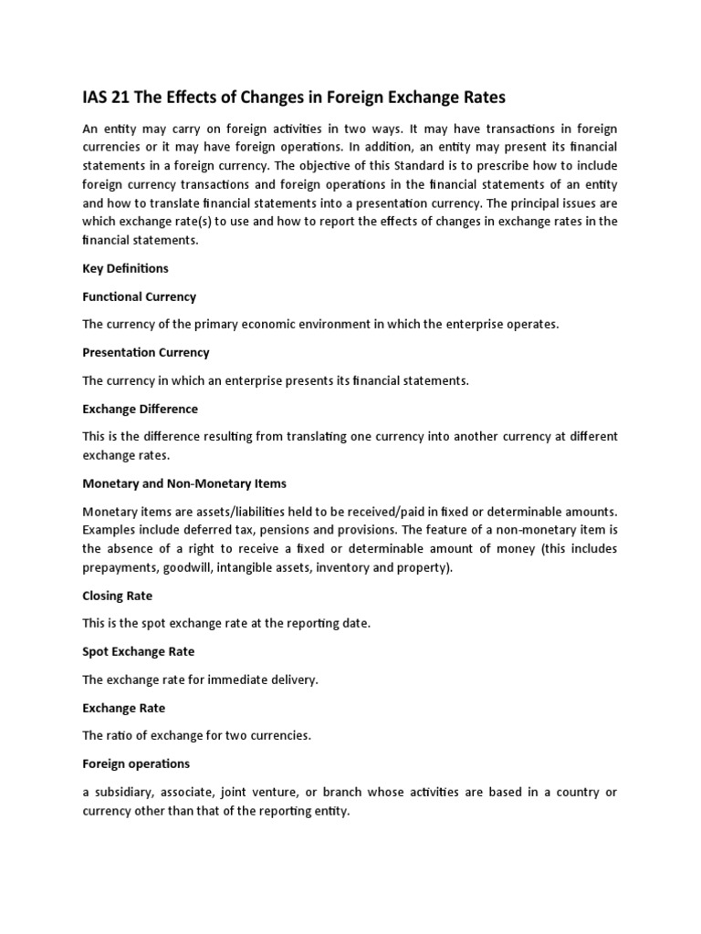 IAS 21 The Effects of Changes in Foreign Exchange Rates | PDF ...