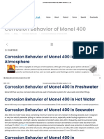 Monel 400 Corrosion Rates in Seawater