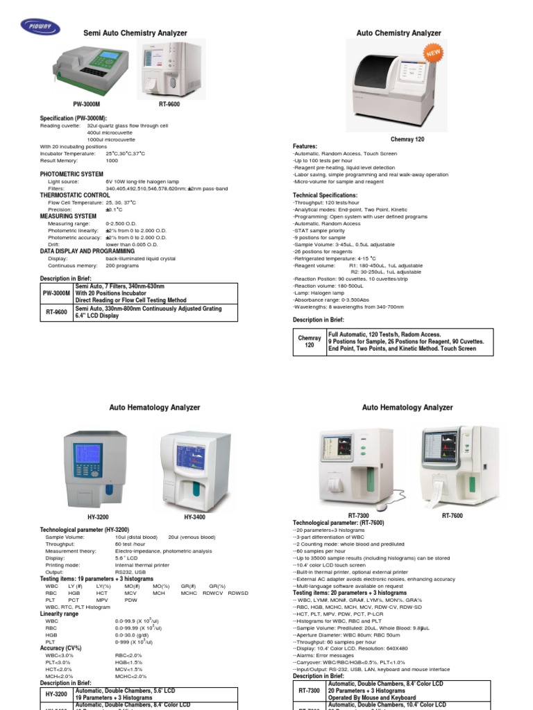 Semi Auto Chemistry Analyzer Auto Chemistry Analyzer | PDF