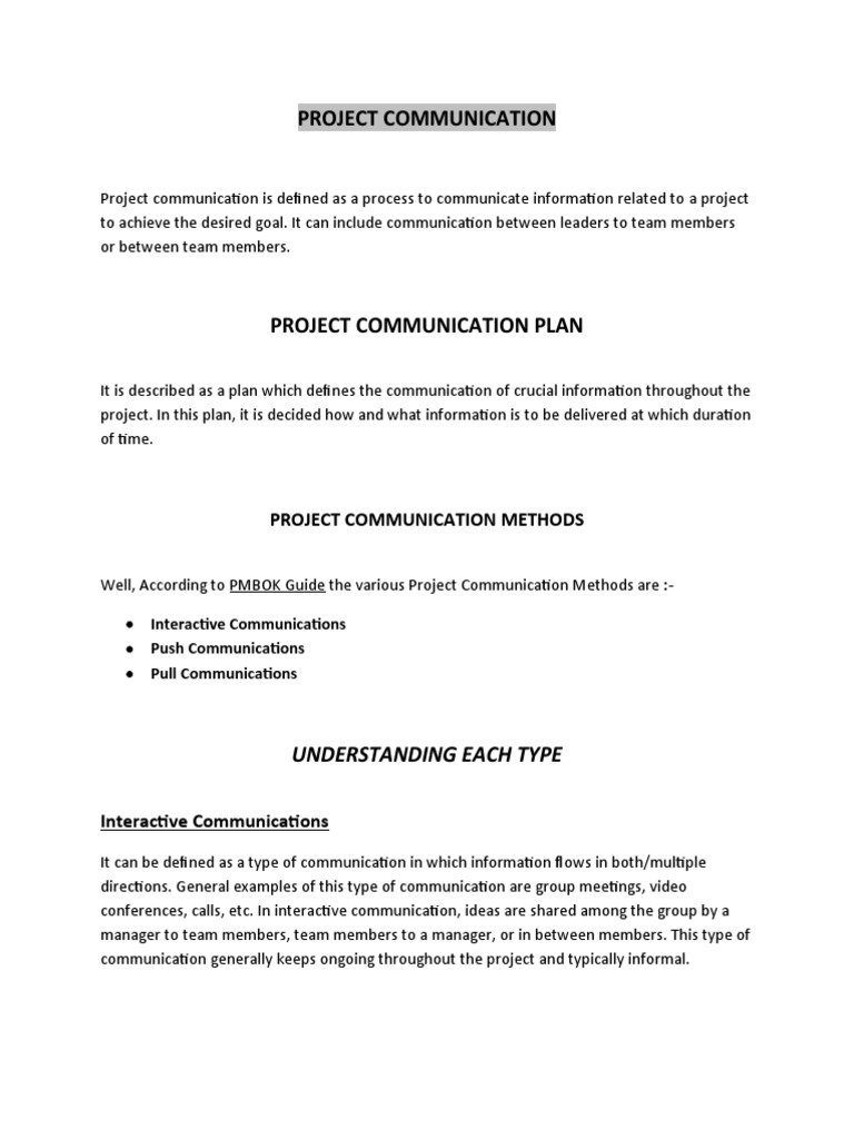 Project Communication Methods | Download Free PDF | Communication ...