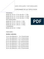 Medidas moldes pastel