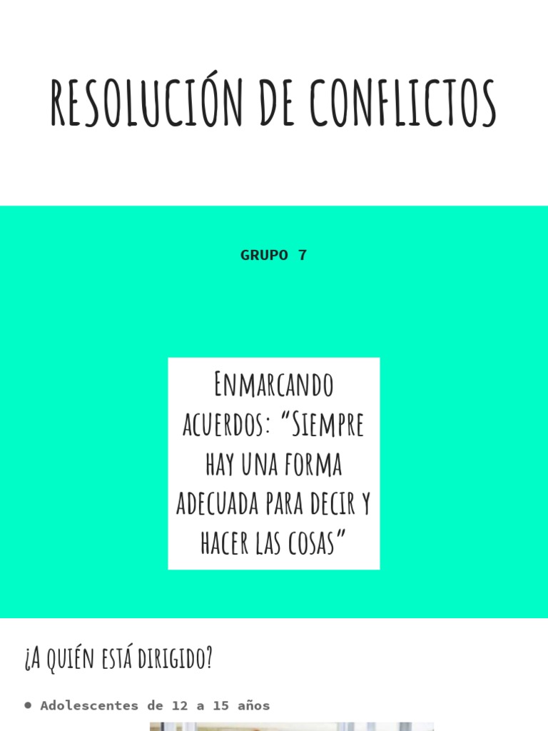 Resolución de Conflictos para Adolescentes | PDF