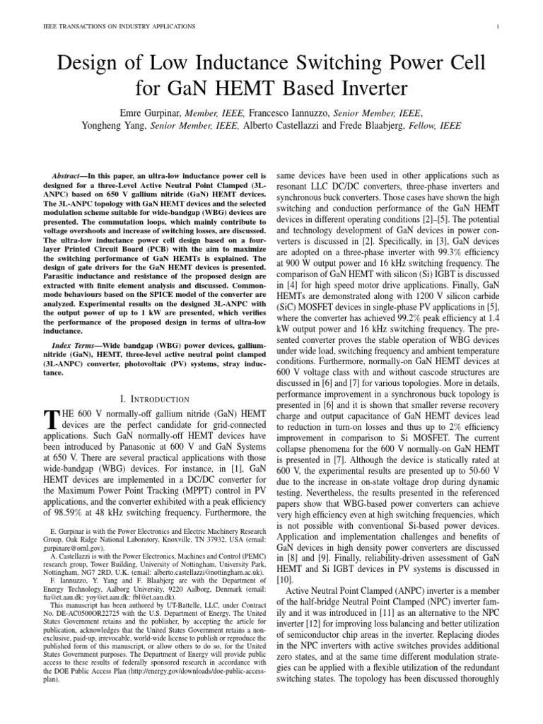 GaN HEMT Inverter Design for PV Systems | PDF | Power Inverter | Field ...