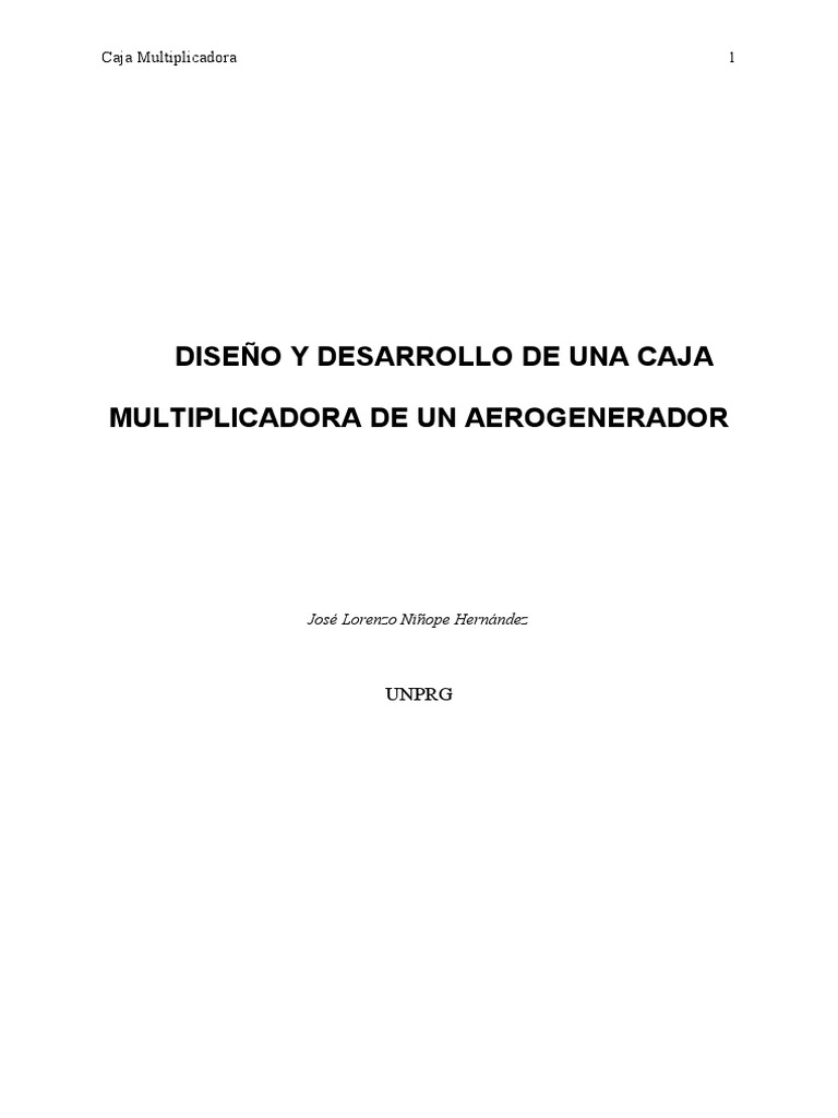 Diseño de Caja Multiplicadora para Aerogenerador | PDF | Engranaje ...