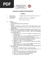 Activity Completion Report Grade 5: Hilongos South District