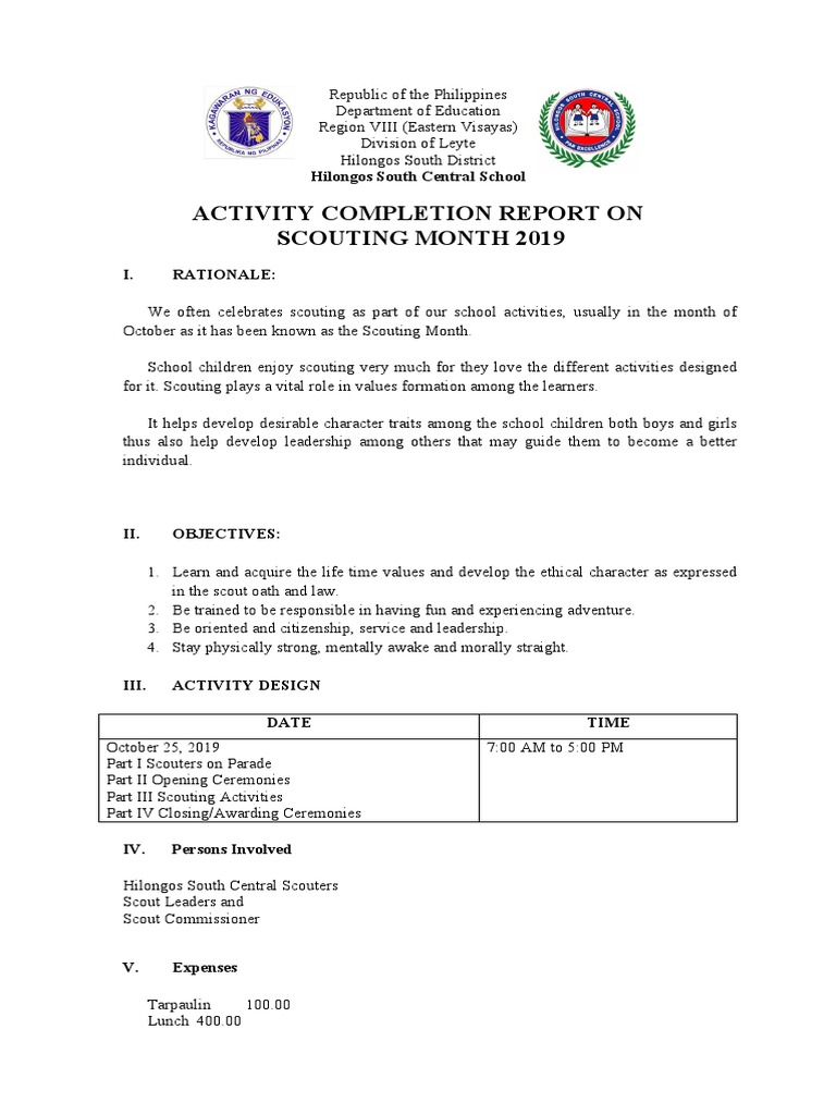 Scouting Month 2019 Activity Report | PDF | Wellness