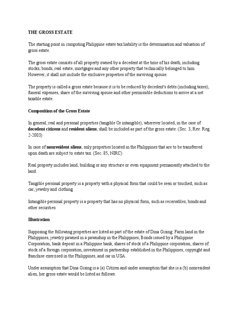 Gross Estate 1 PDF Estate Tax In The United States Stocks