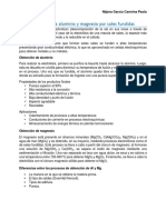 Resumen 1. Obtención de aluminio y magnesio por sales fundidas