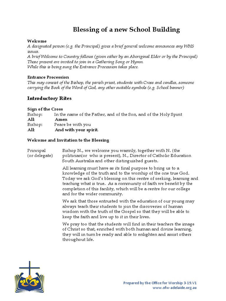 Blessing Ceremony for New School Building | PDF | Prayer | Blessing