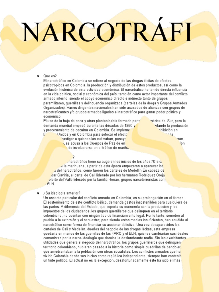 Narcotráfico en Colombia: Historia y Efectos | PDF | Comercio ilegal de ...