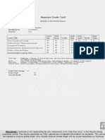 Semester Grade Card: Bachelor of Arts (Social Sciences)