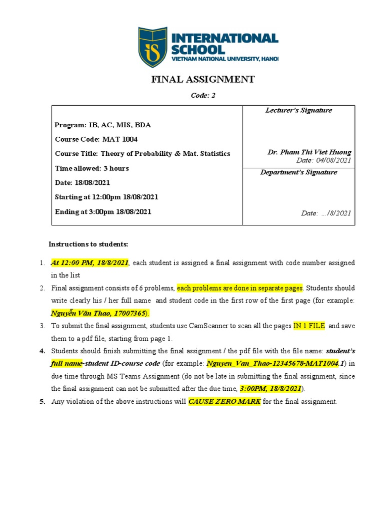 MAT 1004 Final Assignment Overview | PDF | Scientific Method ...