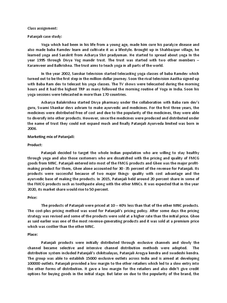 case study on patanjali pdf