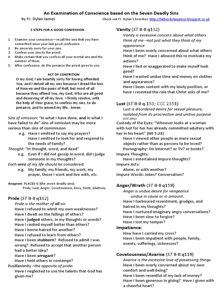 Steps for a Good Confession Guide | PDF | Seven Deadly Sins ...