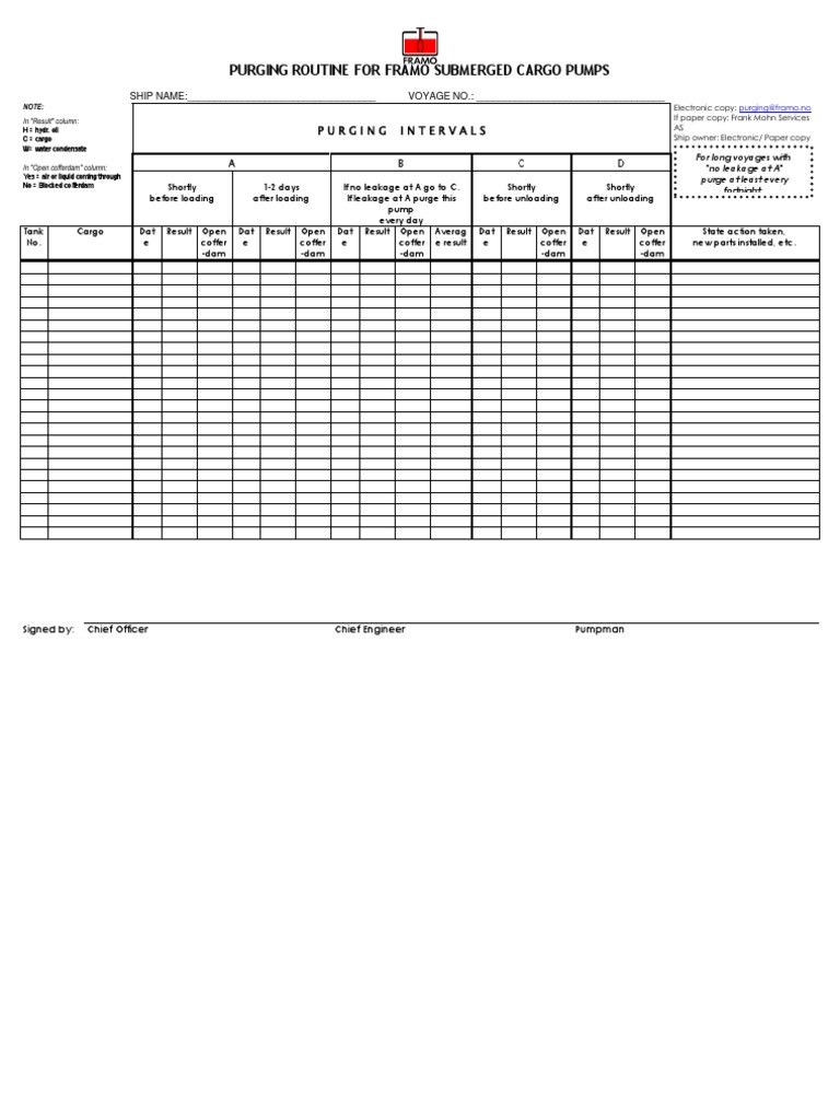 Purging Form PDF Freight Transport Shipping