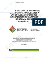 Documento Guía de Examen de Admisión para Postulantes A Las Escuelas Superiores de Formación de Maestros de Bolivia - Esfm-Admisión 2021