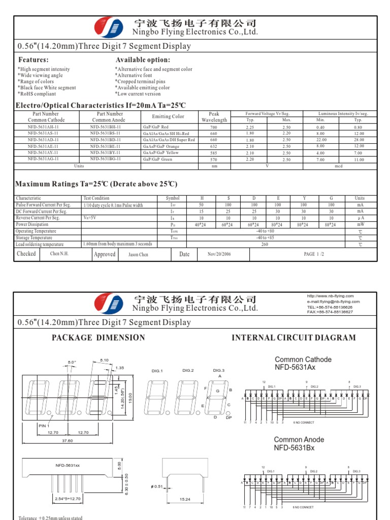 NFD-5631AS/5641AS Datasheet Overview | PDF | Color | Electronics