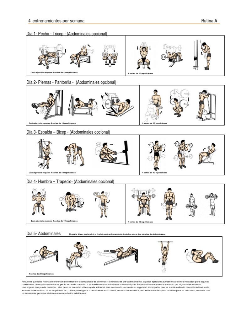 Lista de ejercicios gimnasio