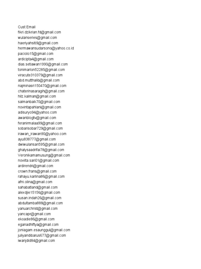 Comprehensive Email Address List | PDF