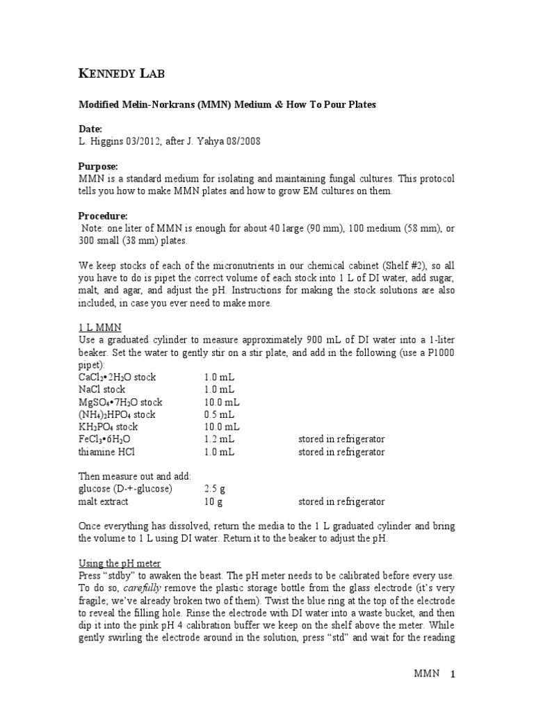 Ennedy AB: Modified Melin-Norkrans (MMN) Medium & How To Pour Plates ...