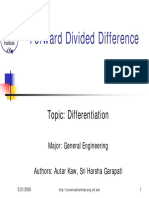 Forward Divided Difference: Topic: Differentiation