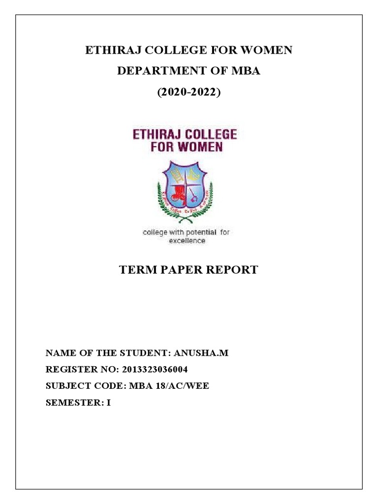 Ethiraj College For Women Department of Mba (20202022) PDF