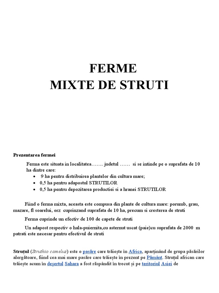 Ferma de Struti Eco | PDF