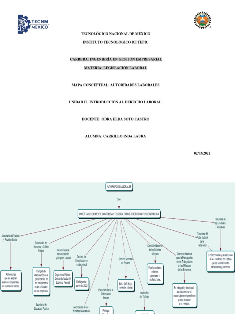 Autoridades Laborales Legislacion Laboral Mapa Conceptual | PDF