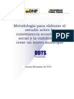 METODOLOGIA CREACION MUNICIPIOS DDTS Actualizada Abril 2013