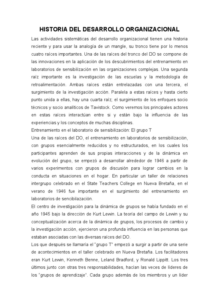 Historia del Desarrollo Organizacional | PDF | Desarrollo ...