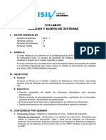 Syllabus Análisis Y Diseño de Sistemas: I. Datos Generales