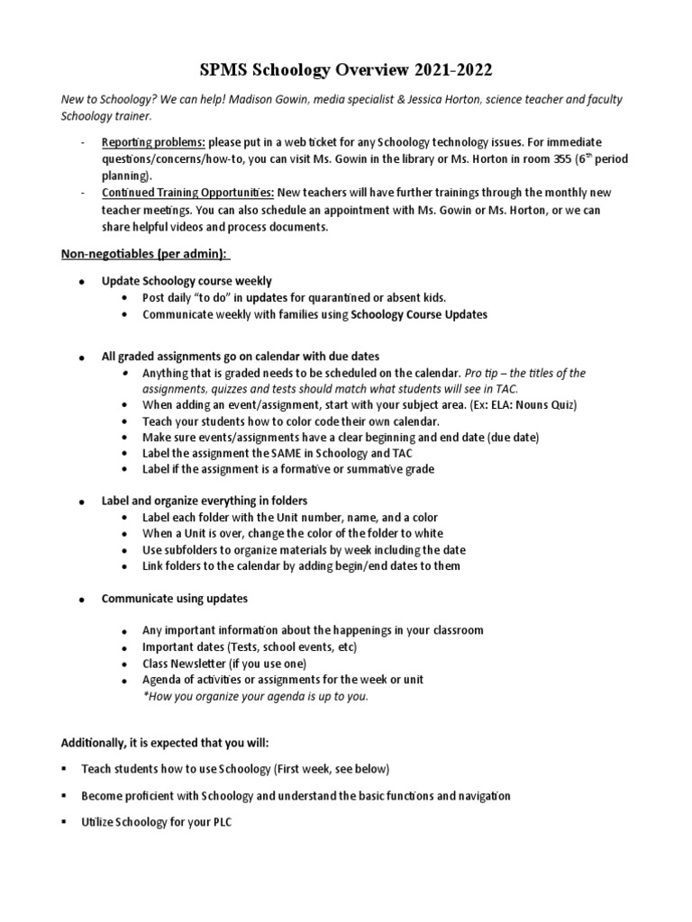 SPMS Schoology Guide 2021-2022 | PDF | Teachers | Communication