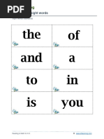 The of and A To in Is You: Fry's 1 - 100 Sight Words