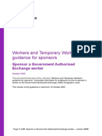 Workers and Temporary Workers: Guidance For Sponsors: Sponsor A Government Authorised Exchange Worker