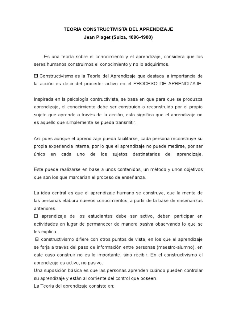 TEORIA Constructivista | PDF | Constructivismo (filosofía de la ...