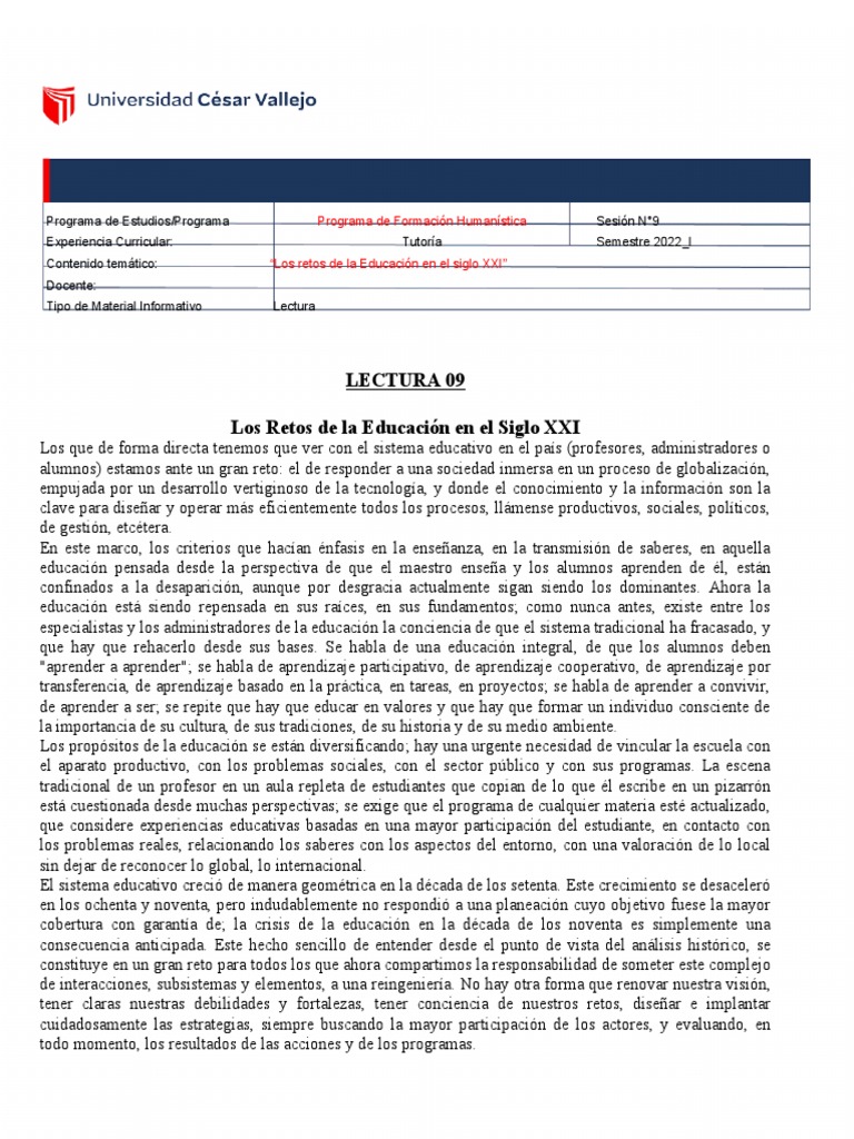 Retos de la Educación en el Siglo XXI | PDF | Aprendizaje | Maestros