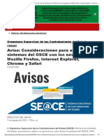 Aviso: Consideraciones para El Uso de Los Sistemas Del OSCE Con Los Navegadores Mozilla Firefox, Internet Explorer, Chrome y Safari