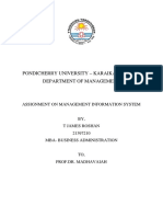 Pondicherry University Department of Management Assignment on Network Infrastructure