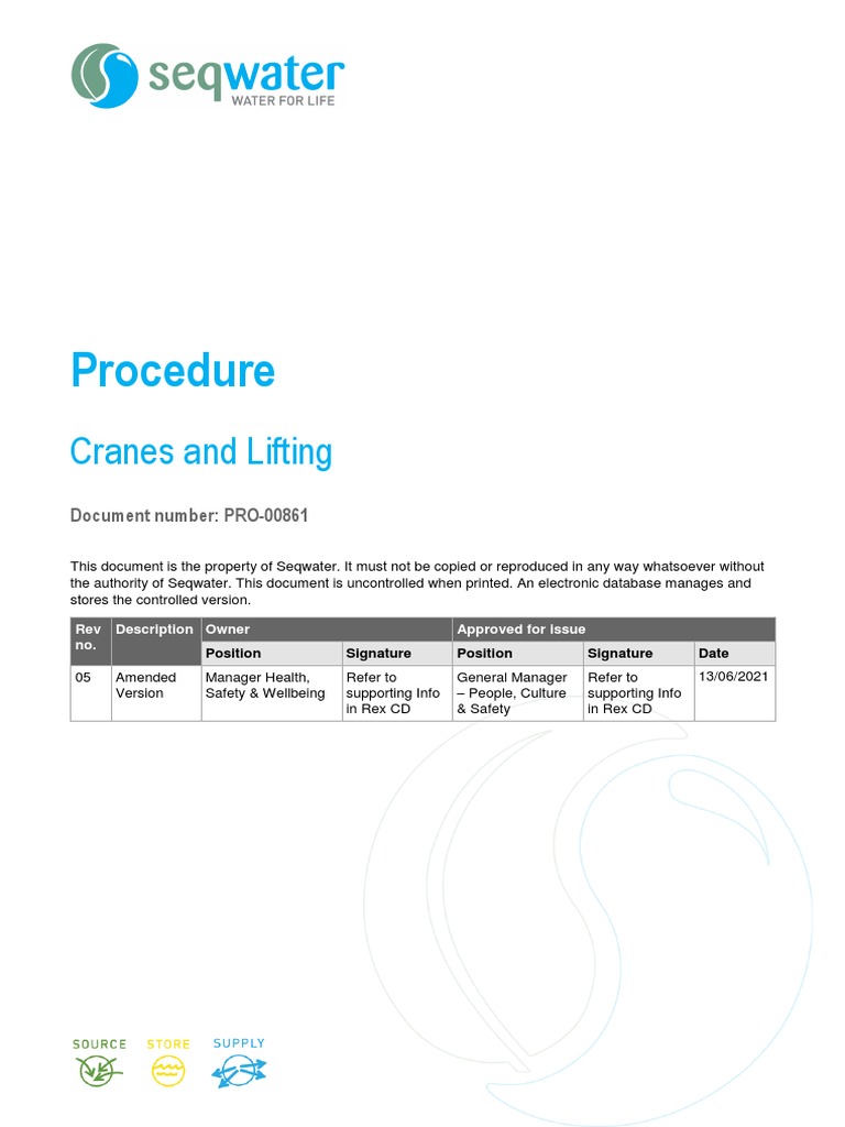 PRO00861 Corporate Safety Cranes and Lifting Equipment Safety