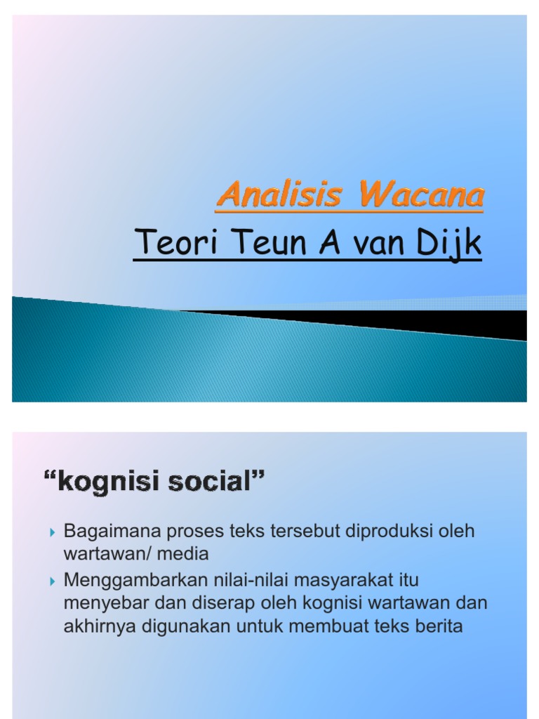 Analisis Wacana Teun A Van Dijk Pdf