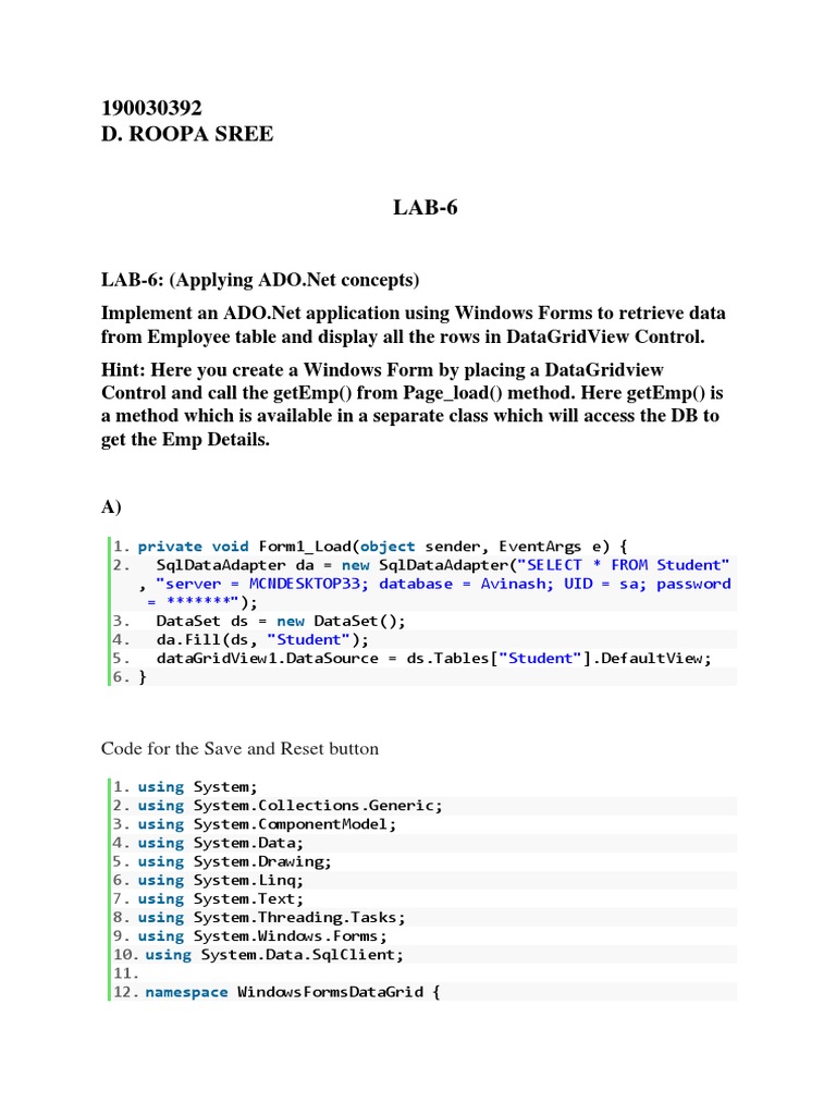VSP Lab6 PDF Language Integrated Query Information Technology